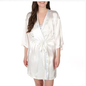 Linea Donatella BRIDE Satin White Wedding Bridal Robe MRS One Size Fits All